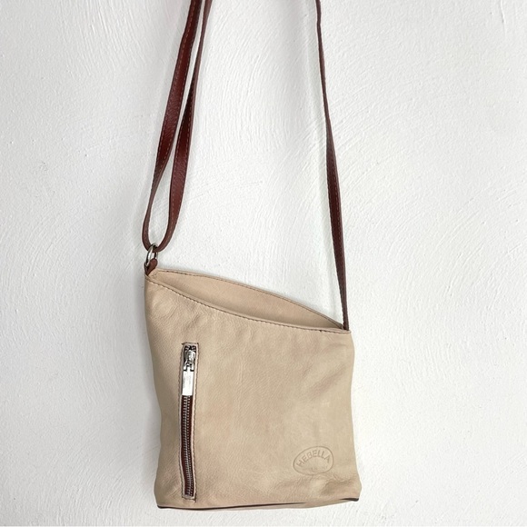 HEBELLA Made in Italy Asymmetrical Leather Crossbody Bag Purse Boho Minimalist - Picture 1 of 16